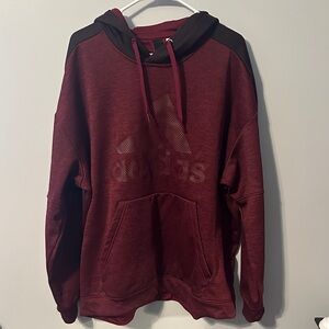 Adidas Men's Maroon and Black Hoodie